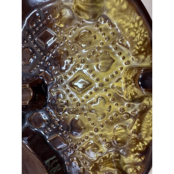 Vintage MCM Poker Patterned, Heart Shaped Ashtray, Dish, Gold And Brown - 1960s! - Picture 4 of 9